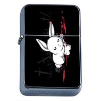 Bunny Bone Flip Top Oil Lighter Em1 Smoking Cigarette Silver Case Included