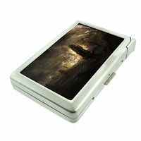 Cigarette Case with Built in Lighter Dystopia Wasteland Imaginary Terror S27 Smoking King Size Cigarettes Silver Metal Wallet 4" X 2.75" RFID Protection Futuristic Socieity of Destruction Mayhem Art