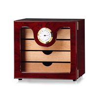 Humidor Cigar Box, Cigar Cabinet Large Capacity Cigarette Box, Cedar Wood Lining with Humidifier and Hygrometer Glass Screen Piano Paint, Can Hold 100 Cigars, 4 Layers Of Professional Storage Cigar Bo
