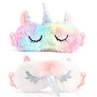 Unicorn Sleeping Mask Cute Unicorn Horn Blindfold Eye Cover for Women Girls Travel Nap Night Sleeping, 2 Pack