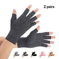 Brace Master 2 Pairs Women Compression Gloves Arthritis Gloves Fingerless Hand Brace Support Warmth for Finger Joint, Relieve Pain from RSI, Carpal Tunnel and Tendonitis (Black, Medium)