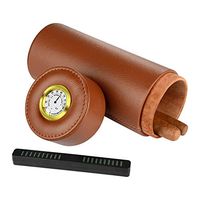 Humidor Cigar Box, Travel Humidors for Cigars Built in Hygrometer & Humidifier - Holds Multiple Cigars (Brown)