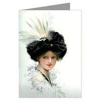 Twelve notecards of Harrison Fisher's Celebrated Illustrations of Women This one Featuring an American Beauty with a Feathered Black hat