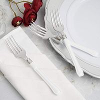 Efavormart 125 Pieces - 7" White Handled Plastic Fork for Wedding Party Banquet Events Candy Buffets - Antique Collection