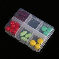 Polytree Empty Clear 6 Compartments Pill Medicine Drug Storage Case Plastic Box Portable Pill Box for Vitamin Fish Oils Daily Use
