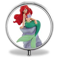 Fashion Background Pill Box/Pill case-Round Pill Box/case- Three-Compartment Pill Box/Pill case - Little Mermaid