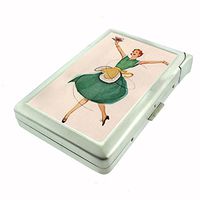 Perfection In Style Metal Cigarette Case with Built in Lighter Vintage Housewife Design 012