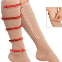 Qlkx Compression Socks- Zipper Leg Support Knee Sock,Open Toe Thin Anti-Fatigue Women Men Stretchy Socks,Sports Knee Pads (2PCS),XXL