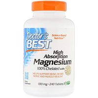 Doctor's Best, High Absorption Magnesium 100% Chelated with Albion Minerals, 100 mg, 240 Tablets