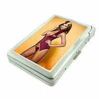 Belize Pin Up Girls Mexico D7 Cigarette Case Lighter Smoking King Size Cigarettes Silver Metal Wallet 4" X 2.75" RFID Protection