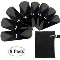 Reusable Bamboo Sanitary Towels Pads, TopDirect 8 Pack Medium & Large (9.06" & 11.02") Heavy Flow Night Pads Washable Cloth Menstrual Pad with Wet Bag