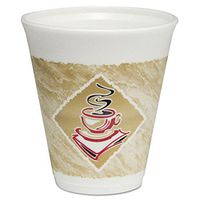 DART 12X16G Cafe G Foam Hot/Cold Cups 12oz White w/Brown & Red 1000/Carton