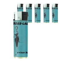 Boss Lady Vintage Vixen Woman Butane Refillable Electronic Lighter Set of 5 Pieces D-011