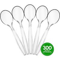 Plasticpro Disposable Clear Plastic Soup Spoons Heavyweight Box of 300 Count