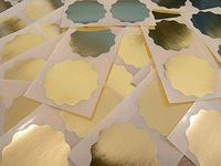 Minilabel 51mm Wavy Edge , Certificate Wafer Company Seal Labels , Stickers For Embossing , Awards & Rewards Shiny Gold