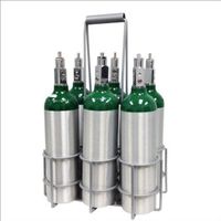 Long Handle Milkman Metal Carrier for M6 Oxygen Cylinders, Holds 6 cylinders