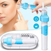 CAMTOA Ear Wax Removal Kit,Electric Earwax Removal Tools,Vacuum Ear Wax Remover with LED Lights Soft Ear-Pick Clean Tools Set with Double Size Heads for Adults and Children … (Blue)