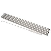 Stainless Steel Cocktail Beverage Drinking Straws with Brush Set (Straight)
