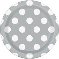 Unique Industries, Polka Dot Cake Paper Plates, 8 Pieces - Silver