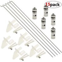 WMYCONGCONG 15 Nylon Control Horns 21x11 mm + Pushrod Connector Linkage Stopper 1.3mm + 1.2 x 210mm Steel Push Rods Parts for RC Airplane Plane