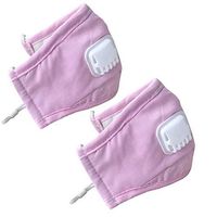 CHRISLZ 2 Pcs Mouth Mask PM2.5 Activated Carbon Linen Cotton Mask Anti Haze Dust Masks with Exhale Valve PINK