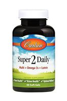 Carlson - Super 2 Daily, Multi + Omega-3s + Lutein + D3, Heart & Vision Health, Optimal Wellness, Daily Multivitamin with Omega-3s and Lutein, 60 Softgels