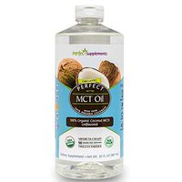 Perfect MCT Oil, 100% Organic Coconut MCT Oil, Non-GMO, 30 Oz, Unflavored, Great for Keto Diets