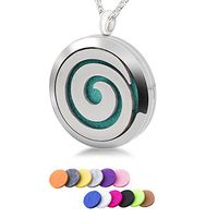 Aromatherapy Essential Oil Diffuser Necklace Spiral Round Stainless Steel Locket Pendant Perfume Jewelry