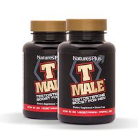 NaturesPlus T Male 2 Pack - 60 Vegetarian Capsules - Natural Testosterone Boost for Men - Promotes Muscle Gain, Stamina & Sexual Health - Mood Enhancer - Gluten-Free - 60 Total Servings