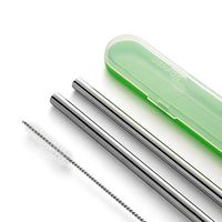 Deppon Drinking Straws Reusable Stainless Steel Metal Straws with Cleaning Brush and Portable Case, Large 0.4 Inch Wide