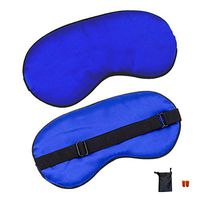 BLAU GRUN Silk Sleep Eye Mask for Sleeping, Blockout Blindfold with Adjustable Strap, Good Night Eyeshade for Women Men, Travel & Naps & Yoga Meditation & Shift Work, Include Travel Pouch & Ear Plugs