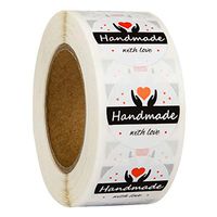 dailymall Handmade Love Stickers - Kraft Paper Labels, 500 Pack, Adhesive Labels for Handmade Baking Cakes Pack, Gift Wrap, Jar Canning DIY