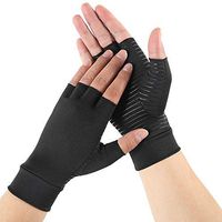 Copper Compression Arthritis Gloves Fingerless Compression Hand Gloves for Men and Women Relieving Rheumatoid, Osteoarthritis, Carpal Tunnel (L)