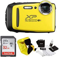 FujiFilm FinePix XP130 Rugged Waterproof WiFi Digital Camera (Yellow) + Focus Floating Strap & SanDisk 32GB Card Bundle