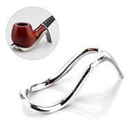 Hometu Metal Smoking Pipe Stand Holder for 1 Smoking Pipe Stainless Steel Tobacco Pipe Display Rack Silver 1PC