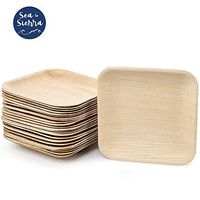 Disposable Palm Leaf Plate Set - Compostable Eco Friendly Dessert & Appetizer Dinnerware - Bamboo Style Party Plates For Weddings, Baby Showers - Square 7" (25 Pack) by Sea To Sierra