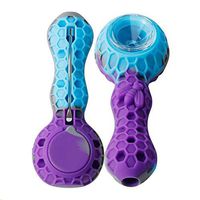 Tabacco Pipes for Smoking, Honey Silicone Straw Pipe with Cleaner Cover and Decorative Bowl Interior (Purple)