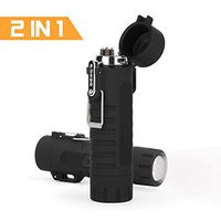 LIANTRAL Electric Arc Lighter, 2-in-1 Windproof Flameless Lighter Plasma Lighter with LED Flashlight for Fire, Candle - Outdoors Indoors (Black - Flashlight)