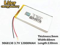 3.7V 10000mAh 9068130 Lithium Polymer Ion Rechargeable Battery Lithium Polymer Li-Po Battery for MP4 GPS MP3 Bluetooth Stereo DIY Gift