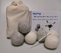 Reusable Natural Dryer Ball with Steam 6 XL Chemical Free Natural Fabric Softener Anti Static Reduces Clothing Wrinkles and Saves Drying Time (White & Gray)