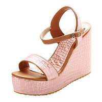 Inverlee Summer Womens Open Toe Breathable Wedges Thick Bottom Buckle Strap Shoes Roman Sandals Pink