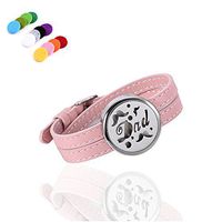 constantlife Adjustable Leather Band Bracelet Stainless Steel Scent Jewelry Fragrancy Essential Oil Diffuser Lockets for Girl Women (Dad)