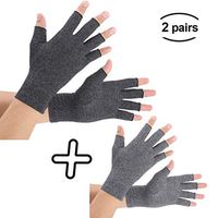 Brace Master 2 Pairs Women Compression Gloves Arthritis Gloves Fingerless Hand Brace Support Warmth for Finger Joint, Relieve Pain from RSI, Carpal Tunnel and Tendonitis (Small, Black+Gray)