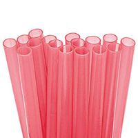 15 Short Reusable Plastic Straws Super Extra Wide + Sturdy Cleaning Brush - for Thick Smoothies in Small Glasses or Cups, and Kids Drinks - Pink Value Pack - BPA PFOA Free