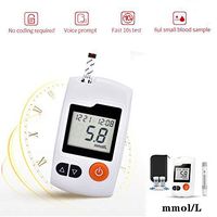 Blood Glucose Test Set, Voice Blood Sugar Meter 50 Test Strips 50 Lancets and Puncture Device No Coding Required Voice Reading