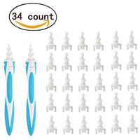 Spiral Ear Wax Removal Remover Tool Kit Silicone Ear Cleaner, 34 Count Flexible Disposable Soft Ear Cleaner Tools Swabs Pick for Removing Wax Including 2 Handle and 32 Replacement Heads Tips (2 Pack)
