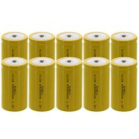 10x Exell D Size 1.2V 4000mAh NiCD Button Top Rechargeable Batteries for medical instruments/equipment, electric razors, toothbrushes, radio controlled devices, electric tools