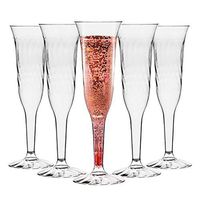 Plastic Champagne Flutes - 96 Pcs Disposable Fancy Crystal Cut Clear Champagne Glasses - 5.5oz Unbreakable Elegant Party Drinking Cocktail Wine Glass for Wedding, Mardi Gras, Birthday & All Occasions