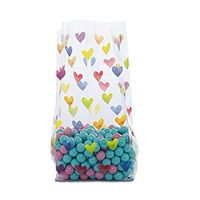 10ct. Watercolor Rainbow Hearts 4x2x9" Medium Cello Cellophane Treat Food Snack Bags ngKE -1496