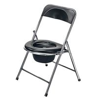 XWZJY Folding Bedside Commode Seat Portable Toilet Shower/Potty Chair Space Saving Safety Steel Frame with Bucket/Lid Non-Slip Leg Pad Wipe Clean Easy